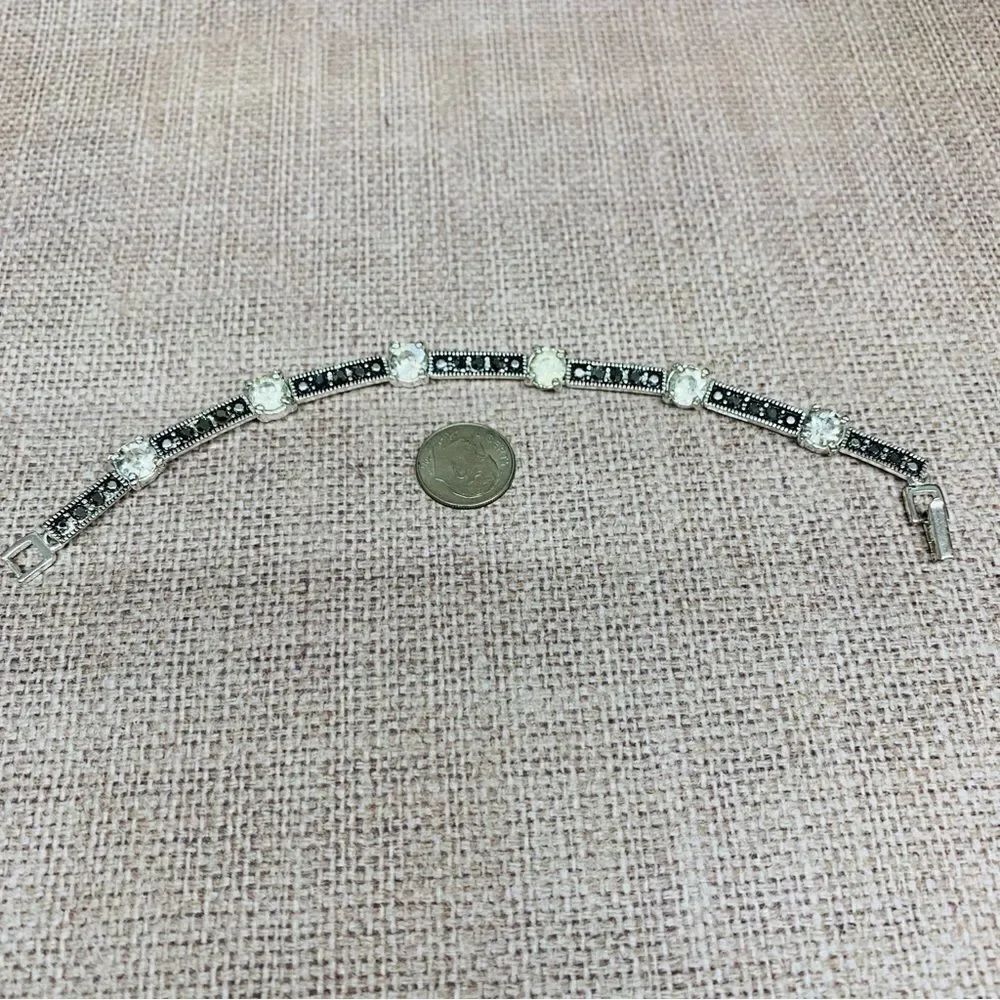 Silver Black and Clear Crystals Bracelet